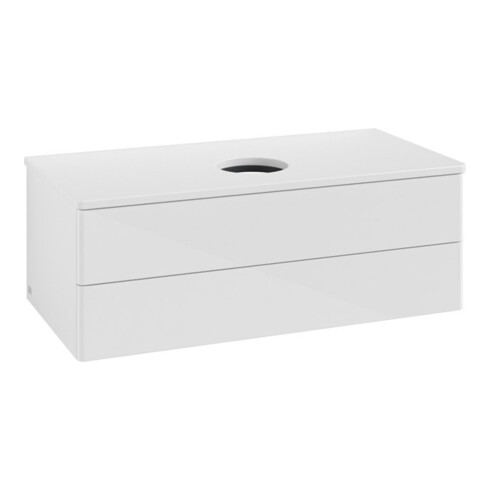 V&B Waschtischunterschrank ohne Frontstruktur -Beleuchtung Antao 100x36x50cm, WBP-farbe Lac, glo wh. Lac