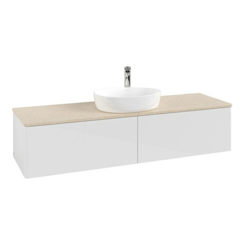 V&B Waschtischunterschrank ohne Frontstruktur -Beleuchtung Antao 160x50cm, HL, WBP botti., glo wh. Lac