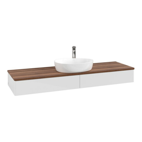 V&B Waschtischunterschrank ohne Frontstruktur -Beleuchtung Antao 160x50cm, HL, WBP w. wal, glo wh. Lac