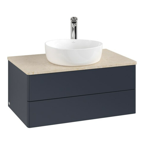 V&B Waschtischunterschrank ohne Frontstruktur -Beleuchtung Antao 80x36x50cm, HL, WBP botti., md bl. m Lac