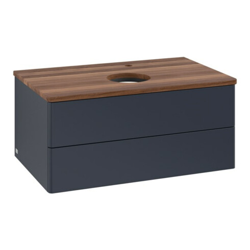 V&B Waschtischunterschrank ohne Frontstruktur -Beleuchtung Antao 80x36x50cm, HL, WBP w. wal, md bl. m Lac
