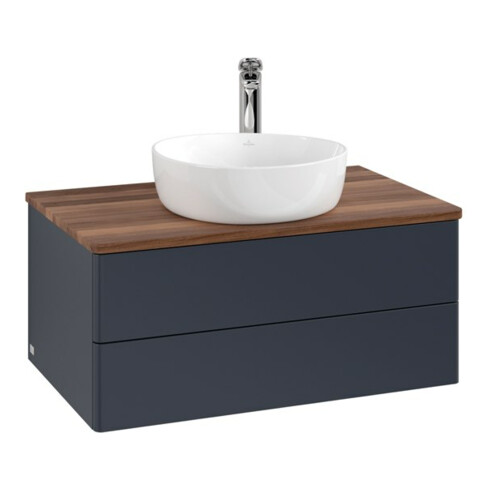 V&B Waschtischunterschrank ohne Frontstruktur -Beleuchtung Antao 80x36x50cm, HL, WBP w. wal, md bl. m Lac