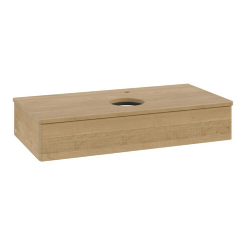 V&B Waschtischunterschrank ohne Frontstruktur, mit Beleuchtung Antao 100x19x50cm, WBP-farbe hon. Oa, hon. oak