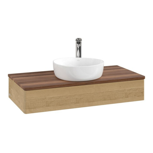 V&B Waschtischunterschrank ohne Frontstruktur, mit Beleuchtung Antao 100x19x50cm, WBP-farbe w. wal, honey oak