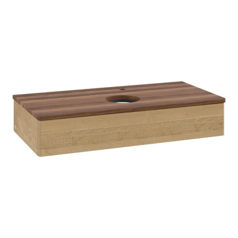 V&B Waschtischunterschrank ohne Frontstruktur, mit Beleuchtung Antao 100x19x50cm, WBP-farbe w. wal, honey oak