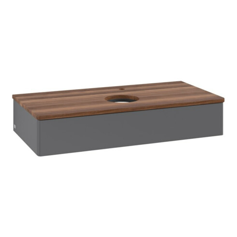 V&B Waschtischunterschrank ohne Frontstruktur, mit Beleuchtung Antao 100x19x50cm, WBP w. wal, Anthrac. m Lac