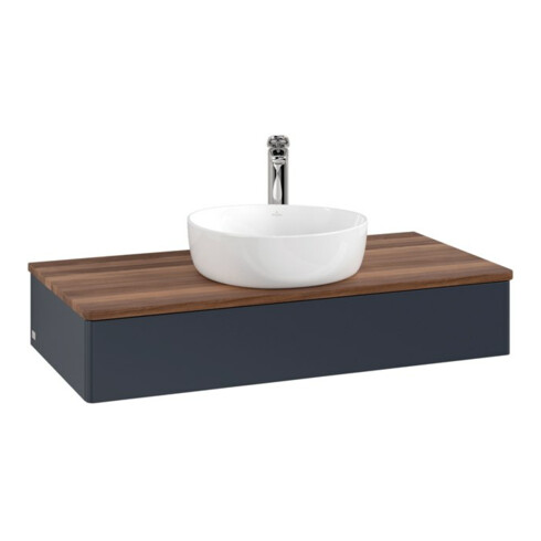 V&B Waschtischunterschrank ohne Frontstruktur, mit Beleuchtung Antao 100x19x50cm, WBP w. wal, md bl. m Lac