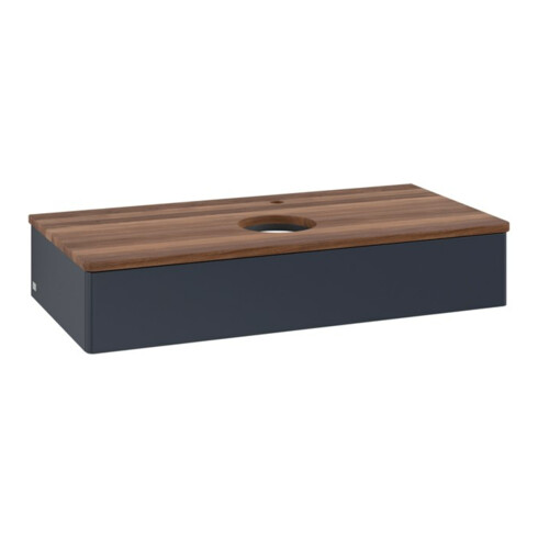 V&B Waschtischunterschrank ohne Frontstruktur, mit Beleuchtung Antao 100x19x50cm, WBP w. wal, md bl. m Lac