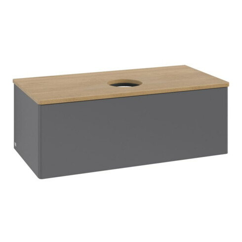 V&B Waschtischunterschrank ohne Frontstruktur, mit Beleuchtung Antao 100x36x50cm, WBP hon. Oa, Anthrac. m Lac