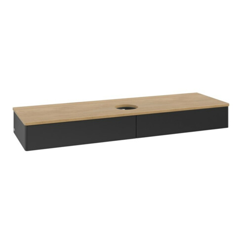 V&B Waschtischunterschrank ohne Frontstruktur, mit Beleuchtung Antao 160x50cm, WBP-farbe hon. Oa, bla m Lac