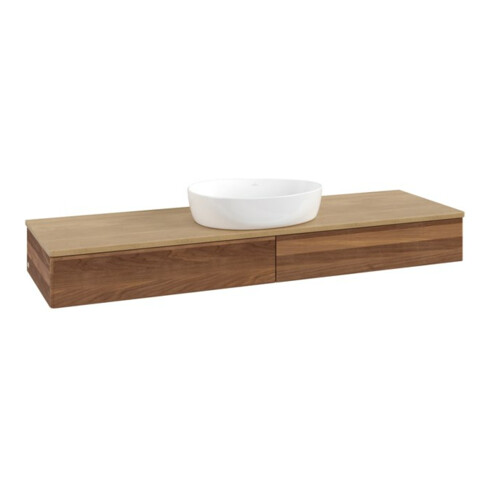 V&B Waschtischunterschrank ohne Frontstruktur, mit Beleuchtung Antao 160x50cm, WBP-farbe hon. Oa, warm walnut