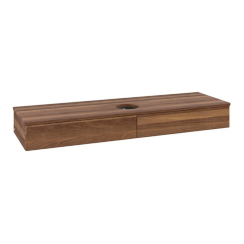 V&B Waschtischunterschrank ohne Frontstruktur, mit Beleuchtung Antao 160x50cm, WBP-farbe w. wal, warm walnut