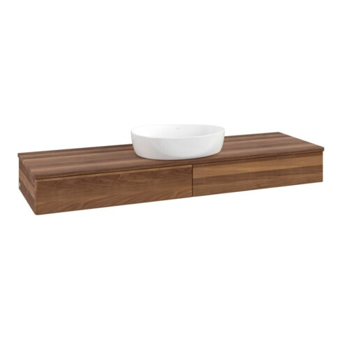 V&B Waschtischunterschrank ohne Frontstruktur, mit Beleuchtung Antao 160x50cm, WBP-farbe w. wal, warm walnut