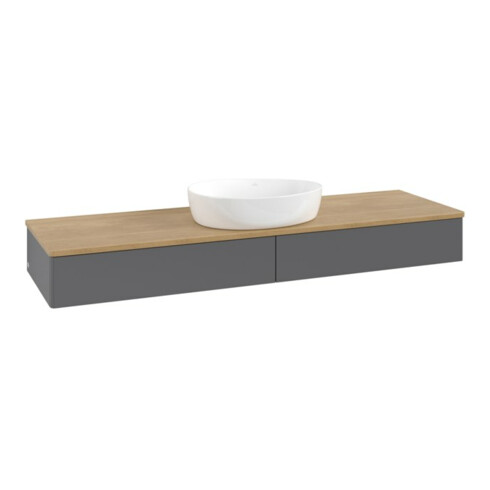 V&B Waschtischunterschrank ohne Frontstruktur, mit Beleuchtung Antao 160x50cm, WBP hon. Oa, Anthrac. m Lac