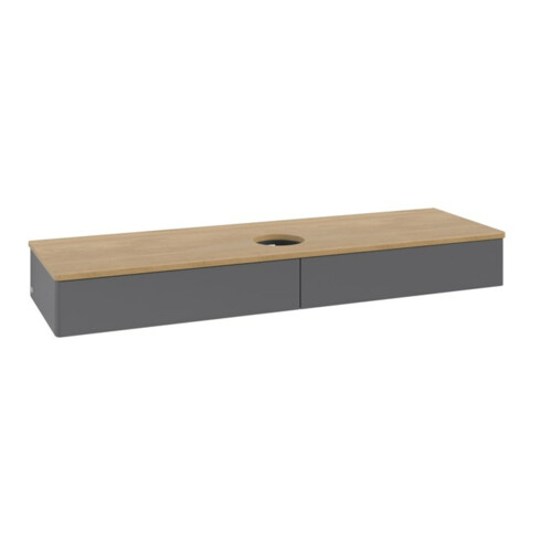 V&B Waschtischunterschrank ohne Frontstruktur, mit Beleuchtung Antao 160x50cm, WBP hon. Oa, Anthrac. m Lac
