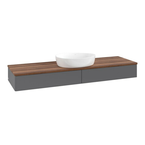 V&B Waschtischunterschrank ohne Frontstruktur, mit Beleuchtung Antao 160x50cm, WBP w. wal, Anthrac. m Lac