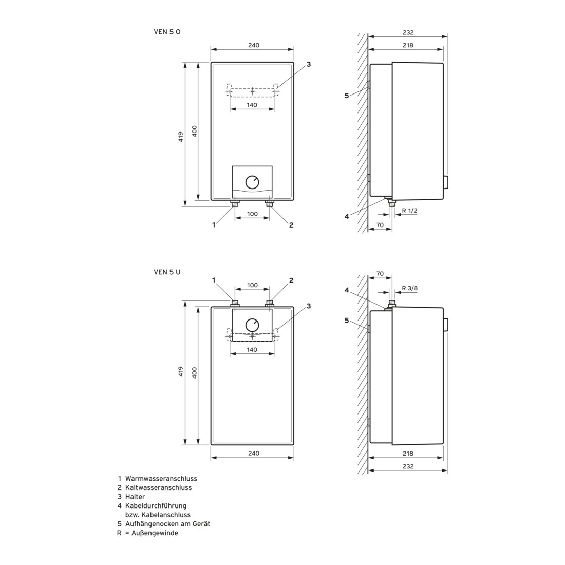 Vaillant Chauffe-eau système ouvert VEN 5 U plus 5 L