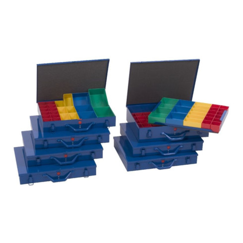 Valises métalliques pour petites pièces, 23 casier à insérer 330x440x66 mm, bleu foncé