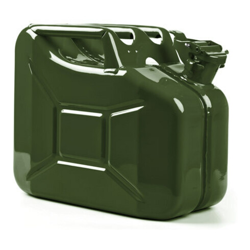 VALPRO Bidon carburant contenance 10 l vert olive RAL 6003 acier bleu L345×I165×P275 mm
