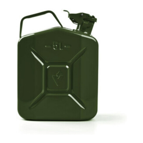 VALPRO Bidon de carburant 5 l vert olive RAL 6003 acier bleu L230×I120×P310 mm