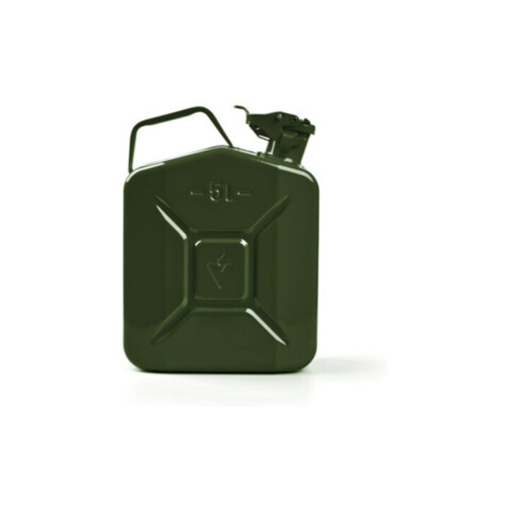 VALPRO Bidon de carburant 5 l vert olive RAL 6003 acier bleu L230×I120×P310 mm