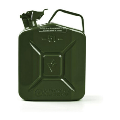 VALPRO Bidon de carburant 5 l vert olive RAL 6003 acier bleu L230×I120×P310 mm