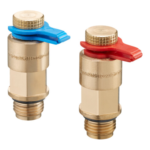 Valve de mesure OV gunmetal, rouge/bleu