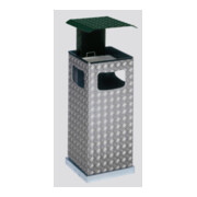 VAR Abfallsammler/Ascher 3-fach Einwurf Alu-Duett-Blech Dach moosgrün 38 l