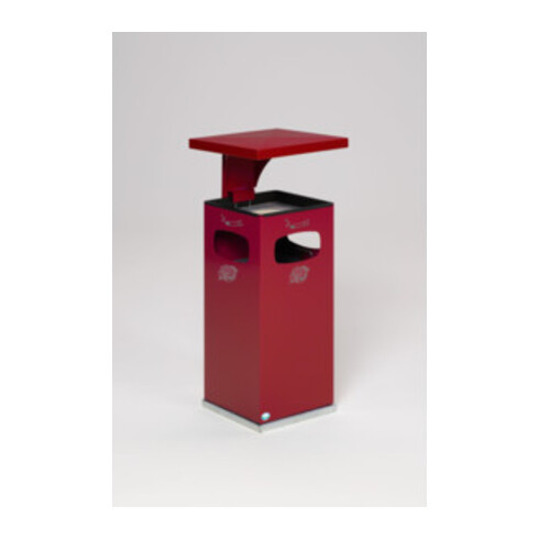 VAR Abfallsammler/Ascher B 32 purpurrot mit Schutzdach inkl. Inneneinsatz 38 l