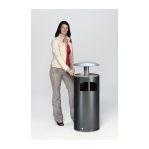 VAR Abfallsammler/Ascher H 111 mit Dach silber inkl. Inneneinsatz 86 l