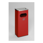 VAR Ascher/Abfallsammler 32 l Abdeckung Edelstahl poliert feuererot (RAL 3000) 32 l