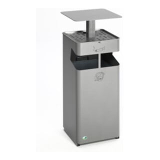 VAR Ascher/Abfallsammler mit Dach B 35 silber 38 l