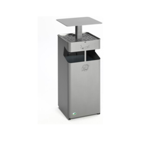VAR Ascher/Abfallsammler mit Dach B 35 silber 38 l