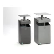 VAR Cendrier/Collecteur de déchets avec toit L 45 argent 72 l