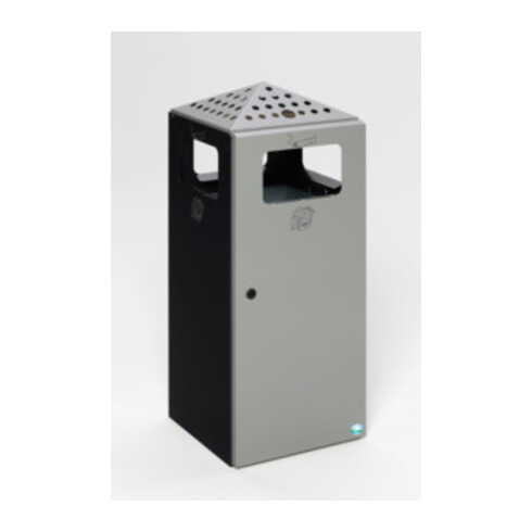 VAR Cendrier combiné H 92 perforé Corps anthracite Couvercle & porte argent 80 l