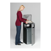 VAR Cendrier combiné H 92 perforé Corps anthracite Couvercle & porte argent 80 l-3