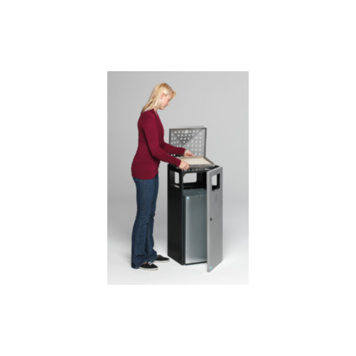 VAR Cendrier combiné H 92 perforé Corps anthracite Couvercle & porte argent 80 l