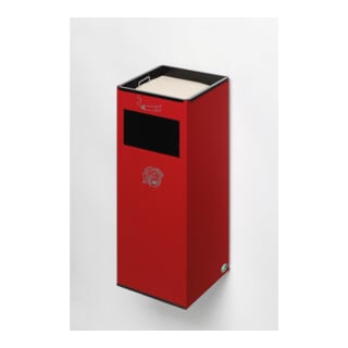 VAR Cendrier mural WH 66 avec trappe d’insertion rouge 29 l