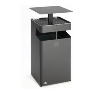 VAR Cendrier/Poubelle avec toit L 45 gris fer 72 l