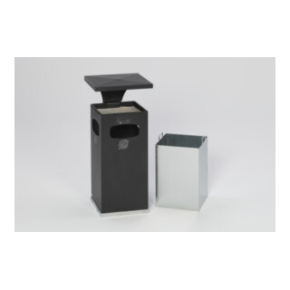 VAR Collecteur de déchets/cendrier B 32 anthracite avec toit de protection, insert intérieur 38 l