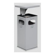 VAR Collecteur de déchets/cendrier B 32 avec toit de protection et insert intérieur argent 38 l
