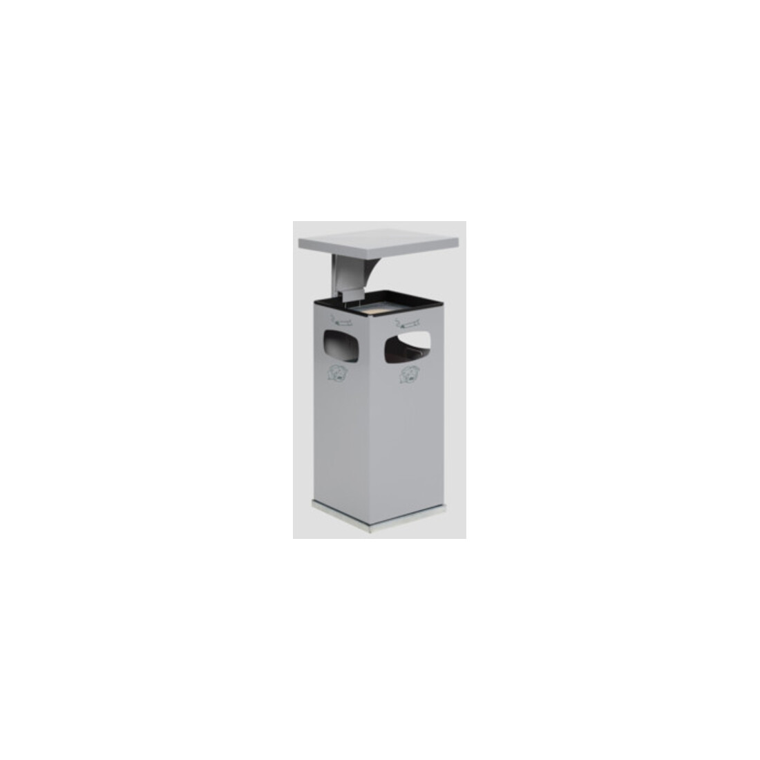 VAR Collecteur de déchets/cendrier B 32 avec toit de protection et insert intérieur argent 38 l