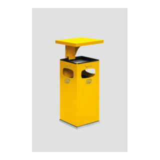 VAR Collecteur de déchets/cendrier B 32 avec toit de protection et insert intérieur jaune 38 l