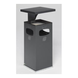 VAR Collecteur de déchets/cendrier B 32 avec toit de protection, insert intérieur, argent antique 38 l