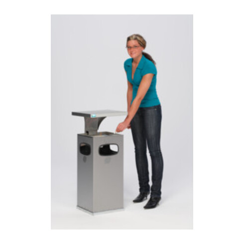 VAR Collecteur de déchets/cendrier B 32 avec toit de protection renforcé en acier inoxydable 38 l