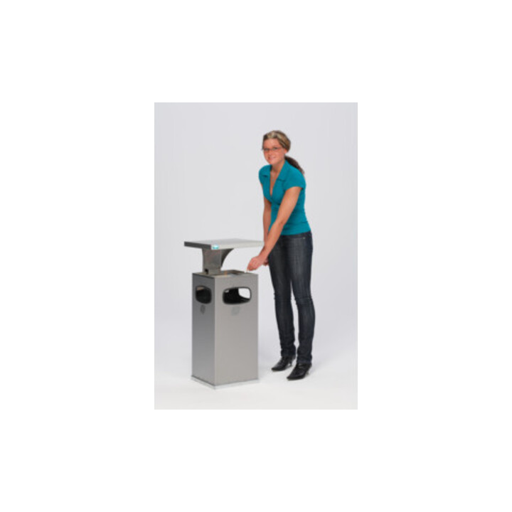 VAR Collecteur de déchets/cendrier B 32 avec toit de protection renforcé en acier inoxydable 38 l