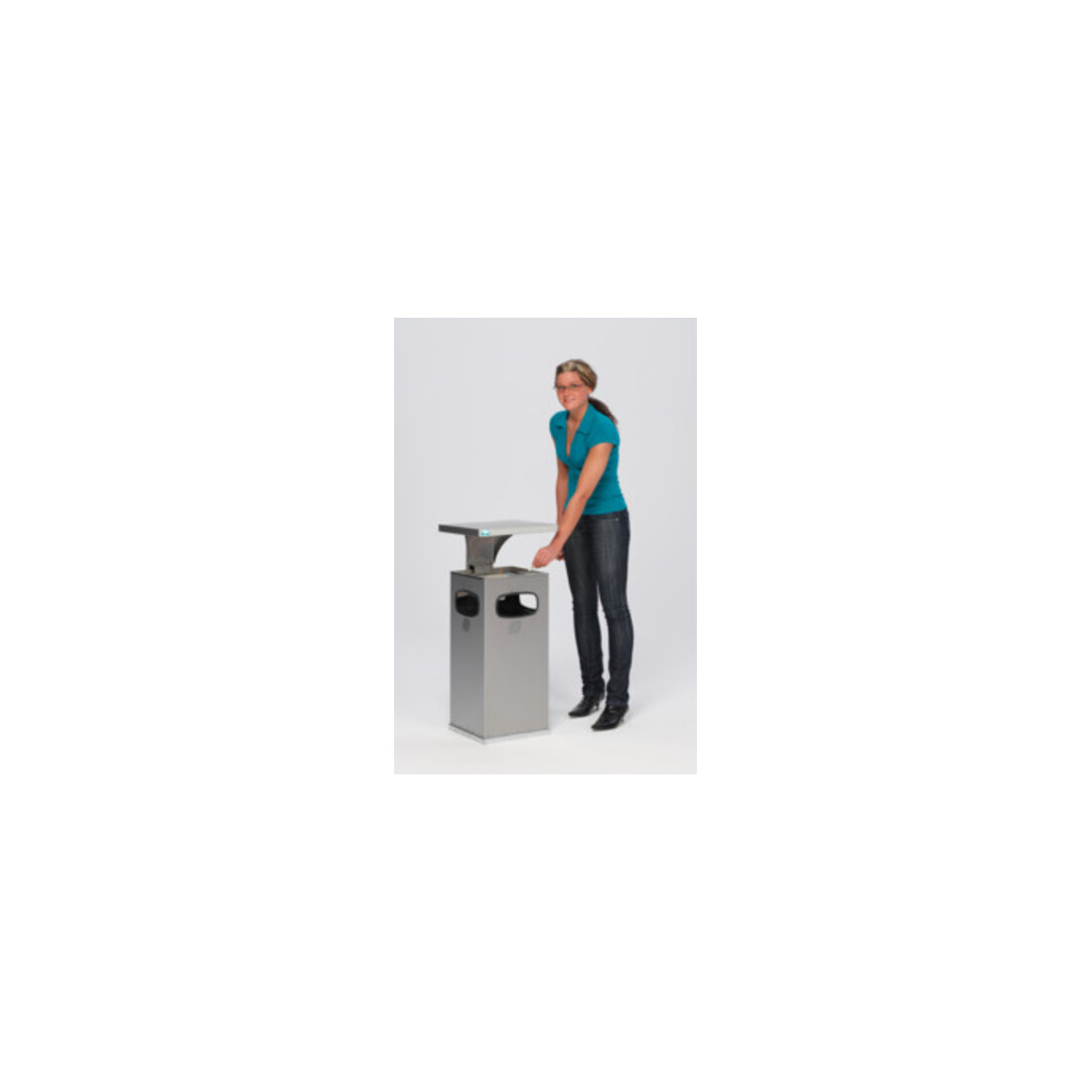 VAR Collecteur de déchets/cendrier B 32 avec toit de protection renforcé en acier inoxydable 38 l