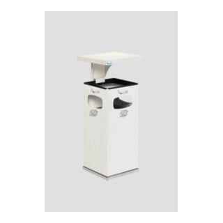 VAR Collecteur de déchets/cendrier B 32 blanc avec toit de protection, insert intérieur 38 l