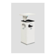 VAR Collecteur de déchets/cendrier B 32 blanc avec toit de protection, insert intérieur 38 l