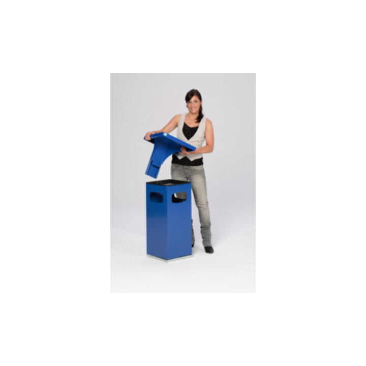 VAR Collecteur de déchets/cendrier B 32 bleu gentiane avec toit de protection, insert intérieur 38 l